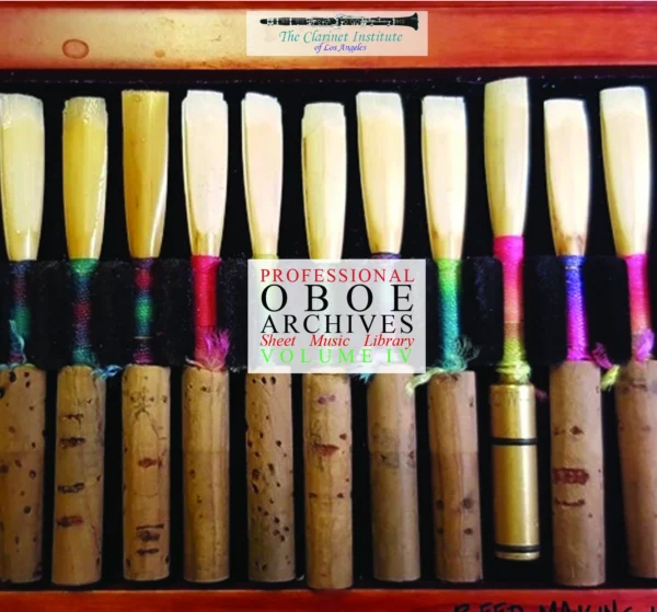 Oboe Sheet Music, Vol. 4 cover showing a colorful reed case.