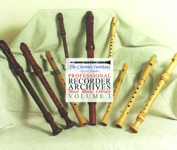 Cover for Recorder Sheet Music, Vol. 1 showing several recorders