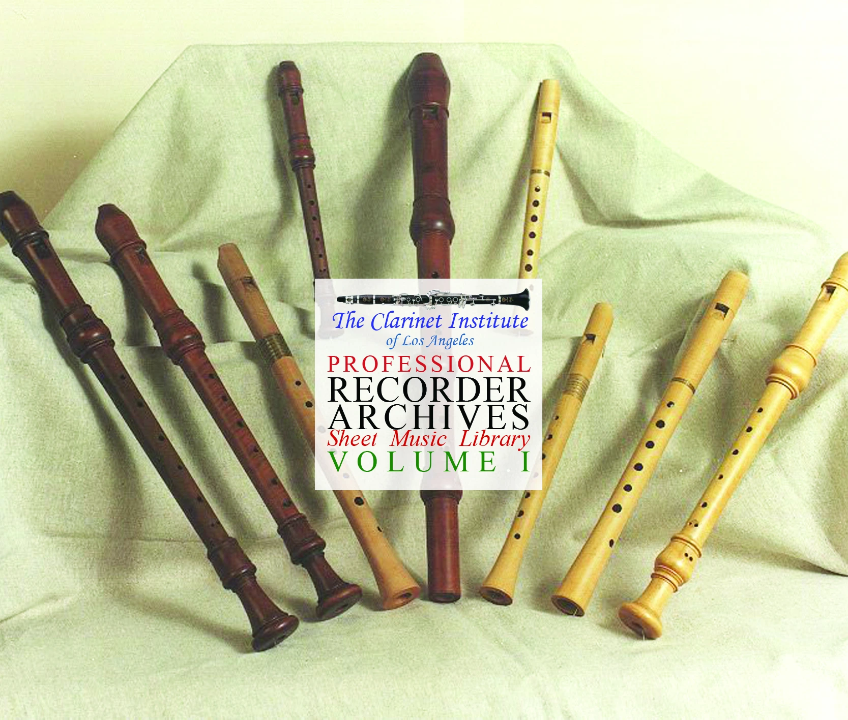 Cover for Recorder Sheet Music, Vol. 1 showing several recorders