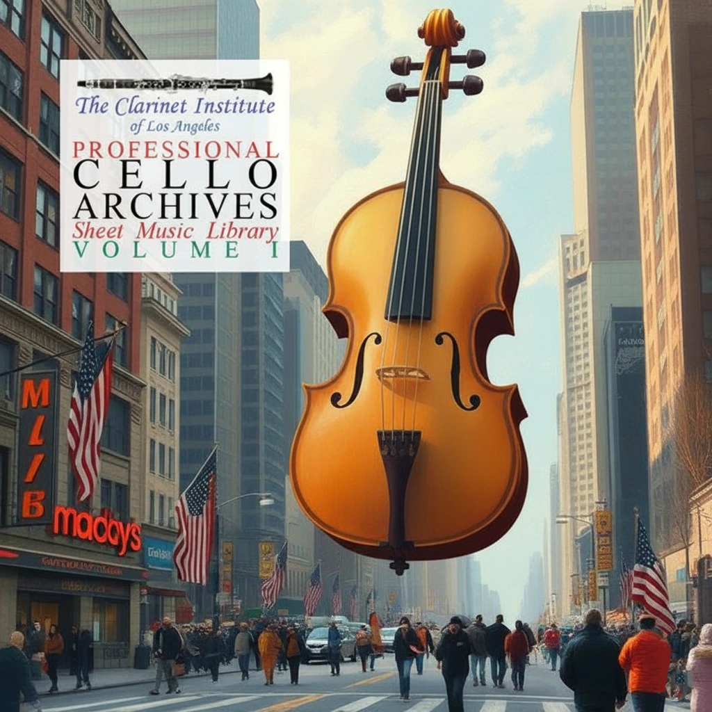 Cover for Cello sheet music, Vol. 1 depicting a flying Cello