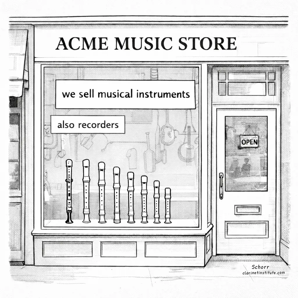 Cartoon of music storefront