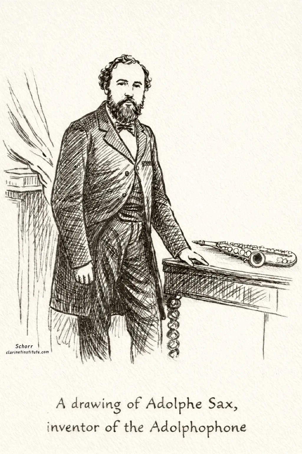Cartoon of Adolph Sax