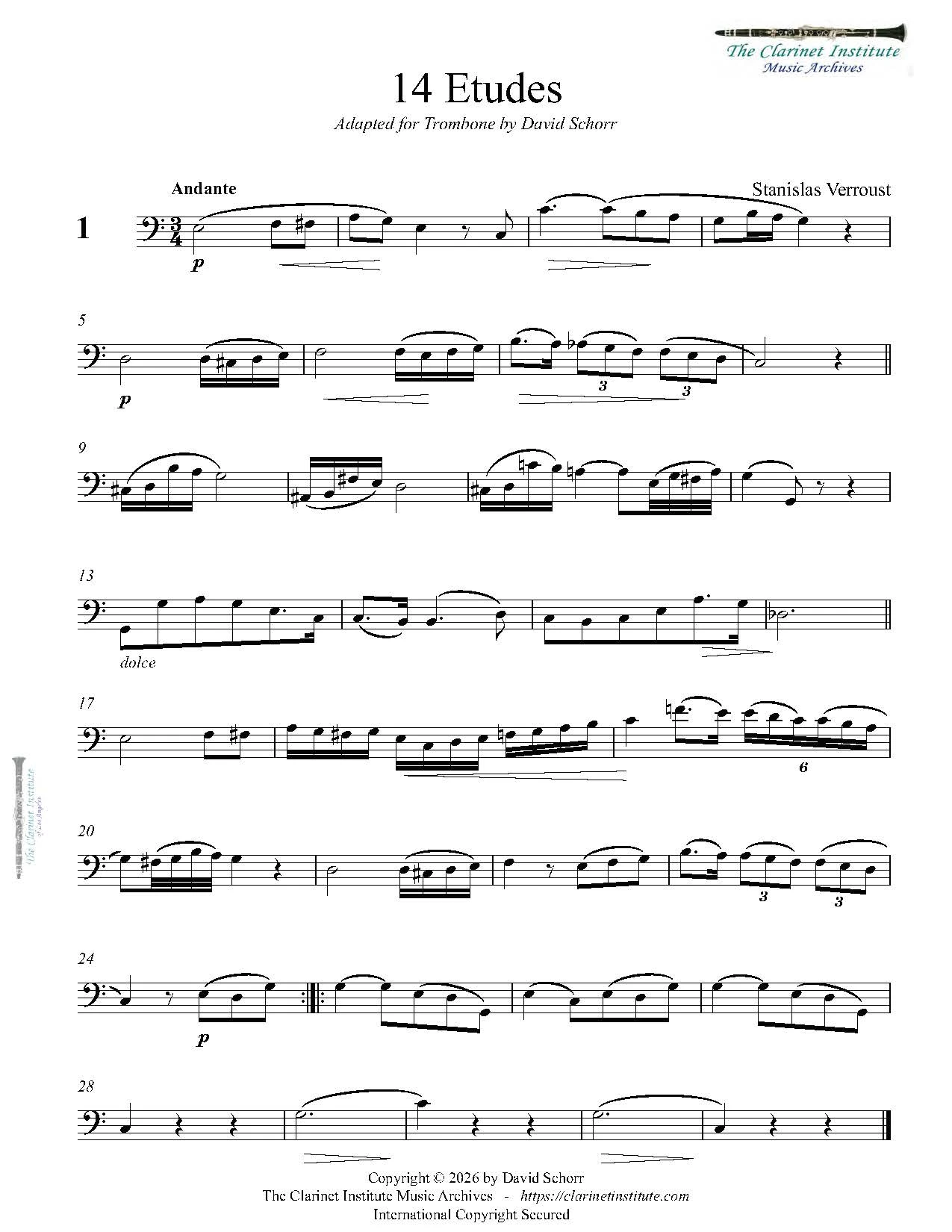 Trombone 3 Verroust - 14 Etudes